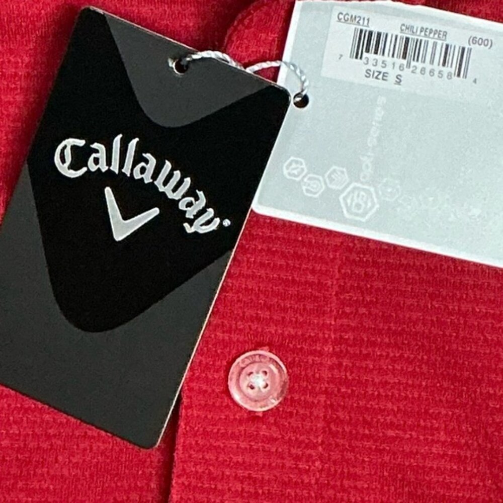 Callaway Golf Polo Shirt Opti Dri CGM211 Chili Pepper Red Men’s Small - Picture 5 of 15